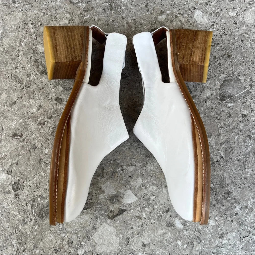 RARE Jeffrey Campbell Ibiza
Hildalgo White Leather Slingback Heels Mules Size 11 - Picture 6 of 14